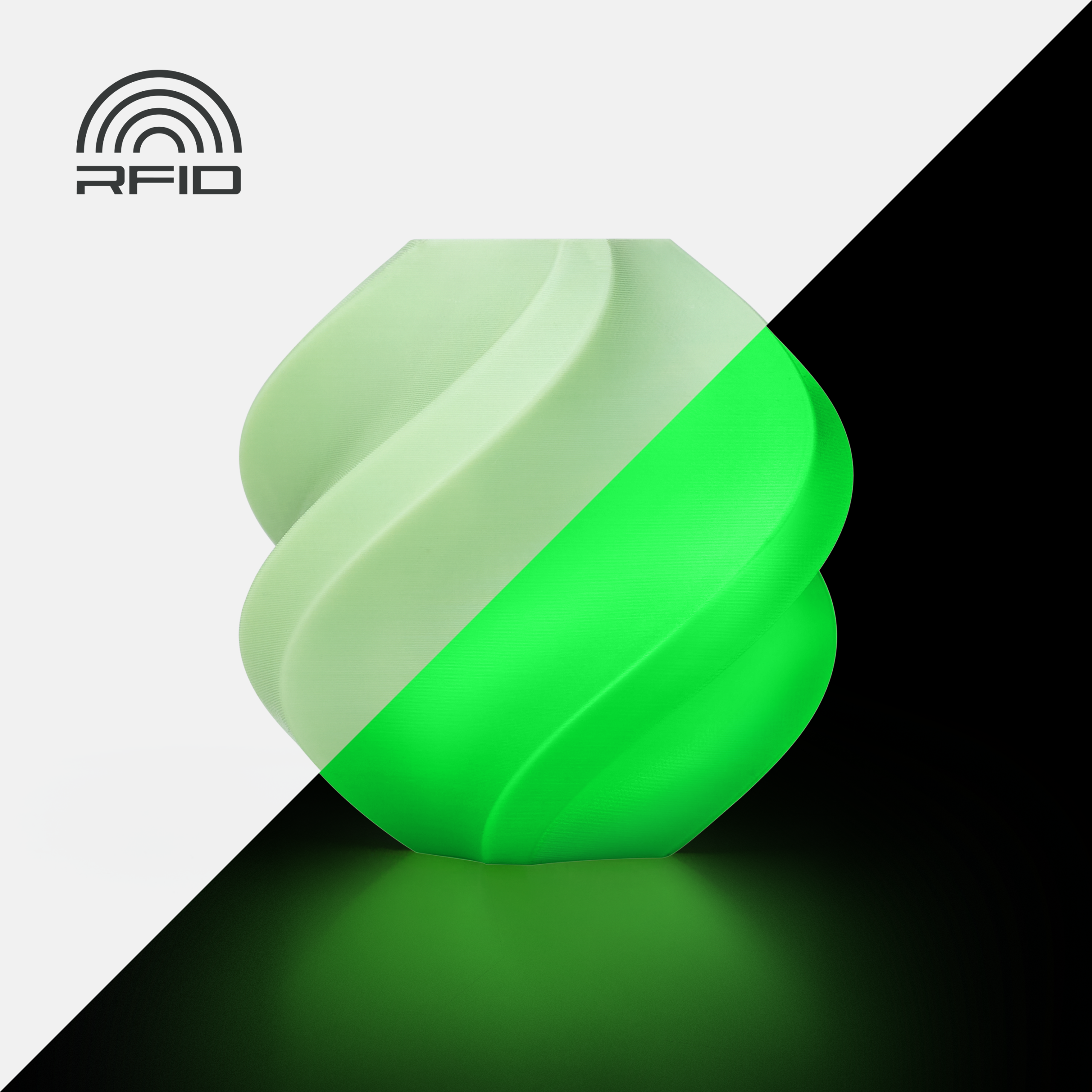 Bambu Lab PLA Glow 1.75mm 1kg filament spool in Glow Green