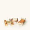 3D printed objects made with Bambu Lab PLA Wood showing natural matte timber finish